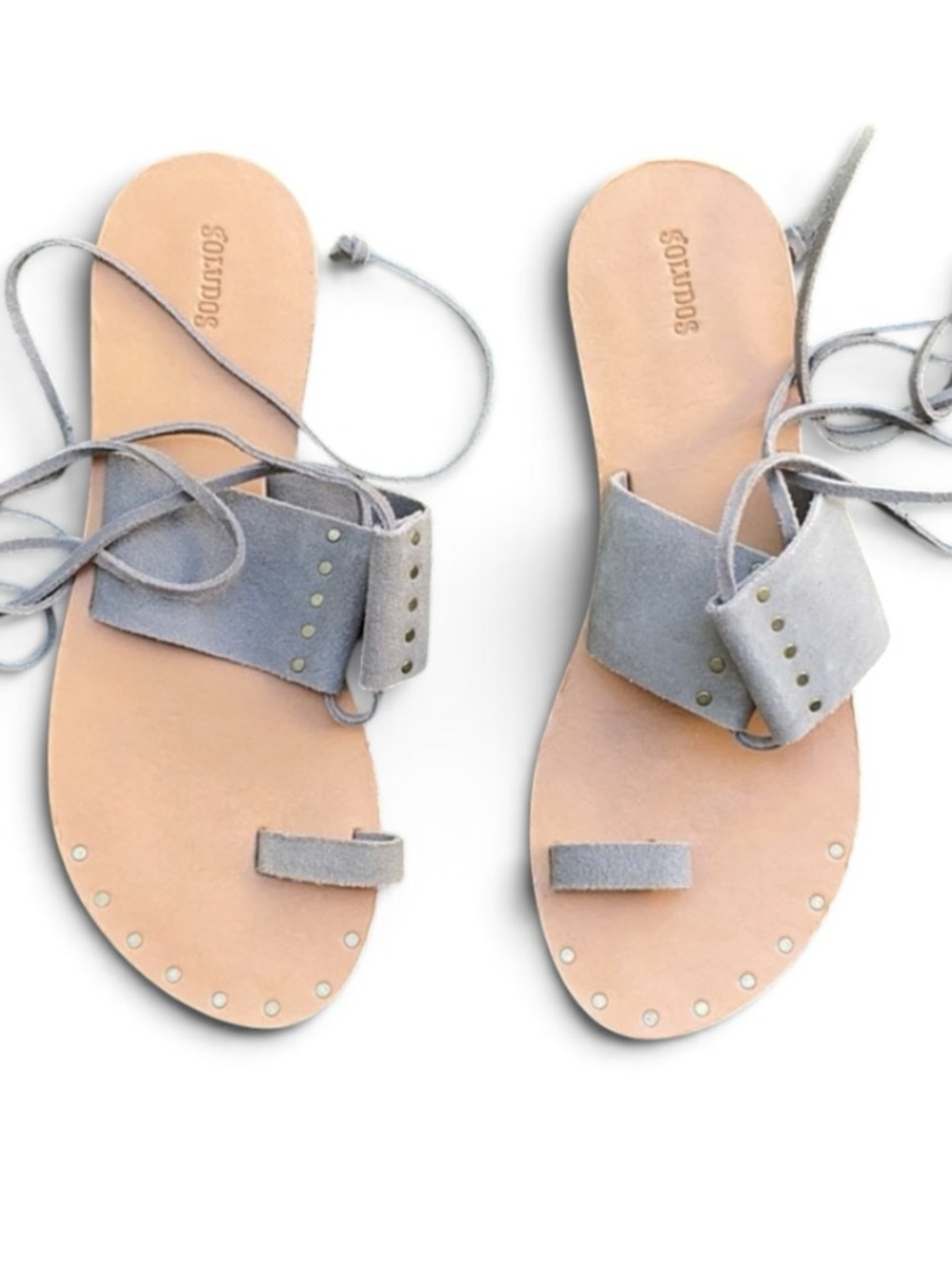Soludos “Milo” gray suede Ankle Wrap Sandals